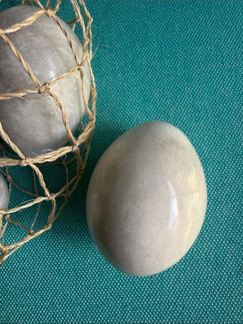 Decorative Marble Stone Eggs in Natural Netting - Gray